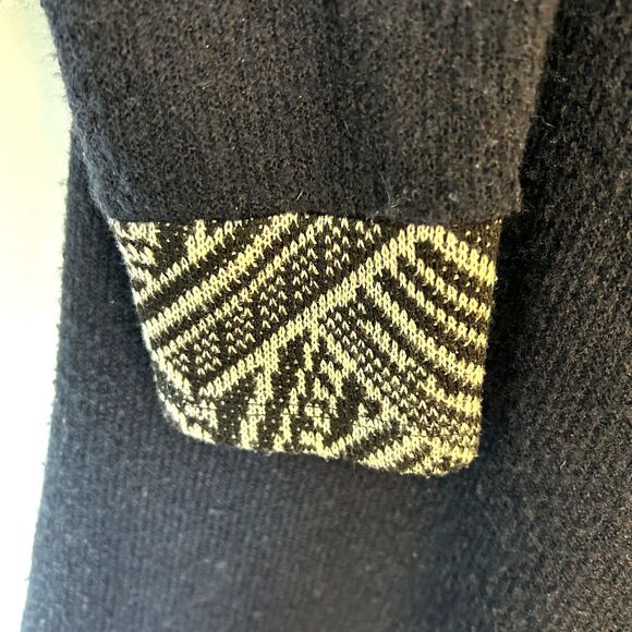 THML Navy Blue Sweater Knit LS Short Dress With Geometric Cowl Neck Size L - Picture 7 of 13